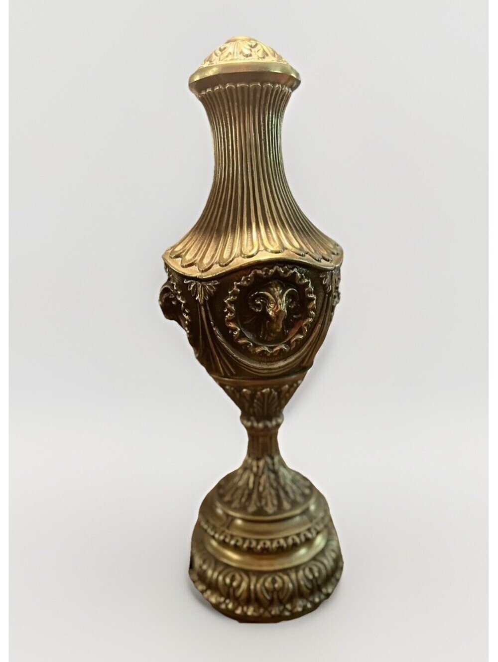 Brass Rams' Heads Table Lamp Urn Style Hollywood Regency Vintage